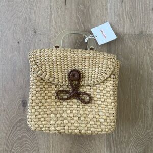Poolside Straw Woven Purse with Resin Acrylic Handle